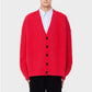 Raf Simons Knitwear, Multi, V-Neck Pink and Green Cardigan w/ Leather Patches