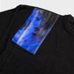 Raf Simons Knitwear, Black, Jersey Cotton Oversized Crew Neck Sweater w/ "Blue Velvet" Print Shoulder Patches