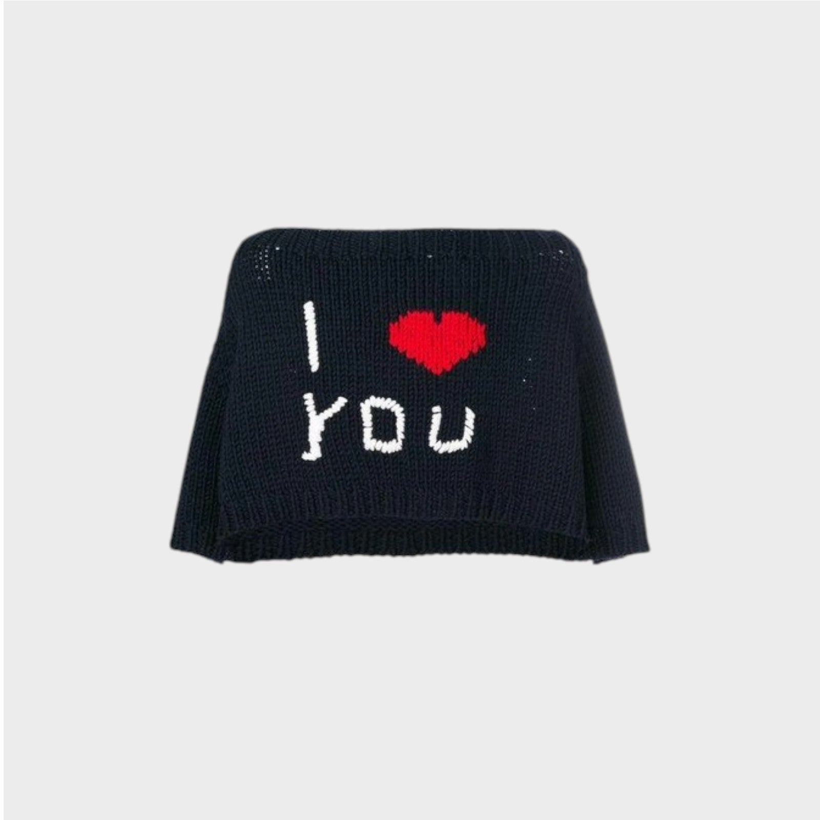 Raf Simons Knitwear, Navy, Blow Up Raglan Sweater With I "Love You" in Yarn Wool