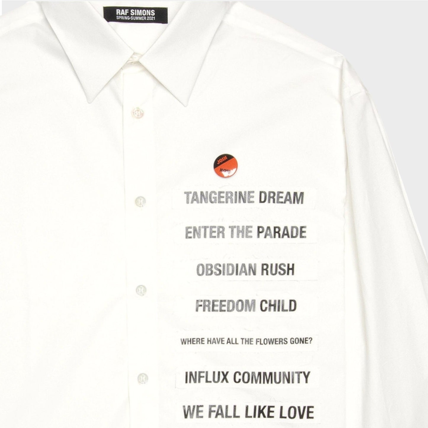 Raf Simons Shirt, White, Cotton Boxy Fit Shirt w/ Patches