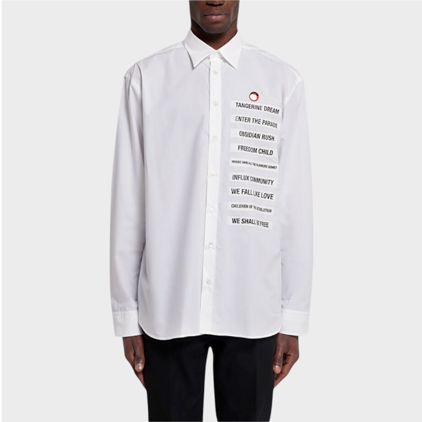 Raf Simons Shirt, White, Cotton Boxy Fit Shirt w/ Patches