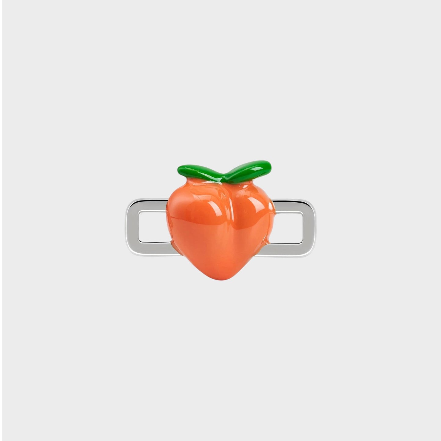 Poubel Charm, Print, Peach Painted Enamel w/ Sterling Silver
