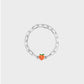 Poubel Charm, Print, Peach Painted Enamel w/ Sterling Silver