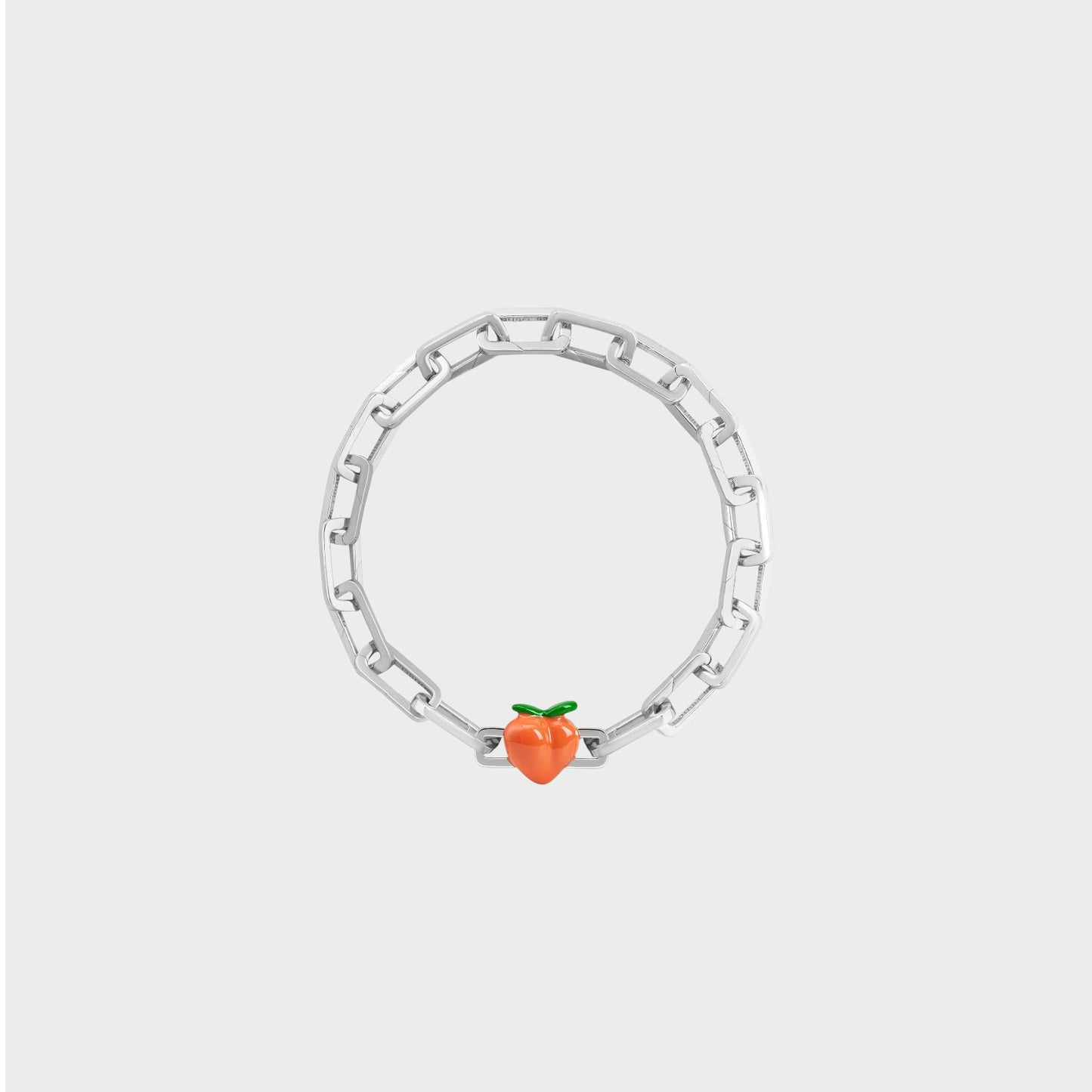Poubel Charm, Print, Peach Painted Enamel w/ Sterling Silver