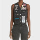 Raf Simons Vest, Black, Cotton Denim V-Neck Button Up Gilet w/ Patches and Badges