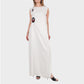 Raf Simons Dress, White, Crew Neck Sleeveless Draped Waist Long Dress w/ Press Button and Badges #7