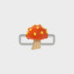 Poubel Charm, Print Orange Mushroom Hand Painted Enamel w/ Sterling Silver