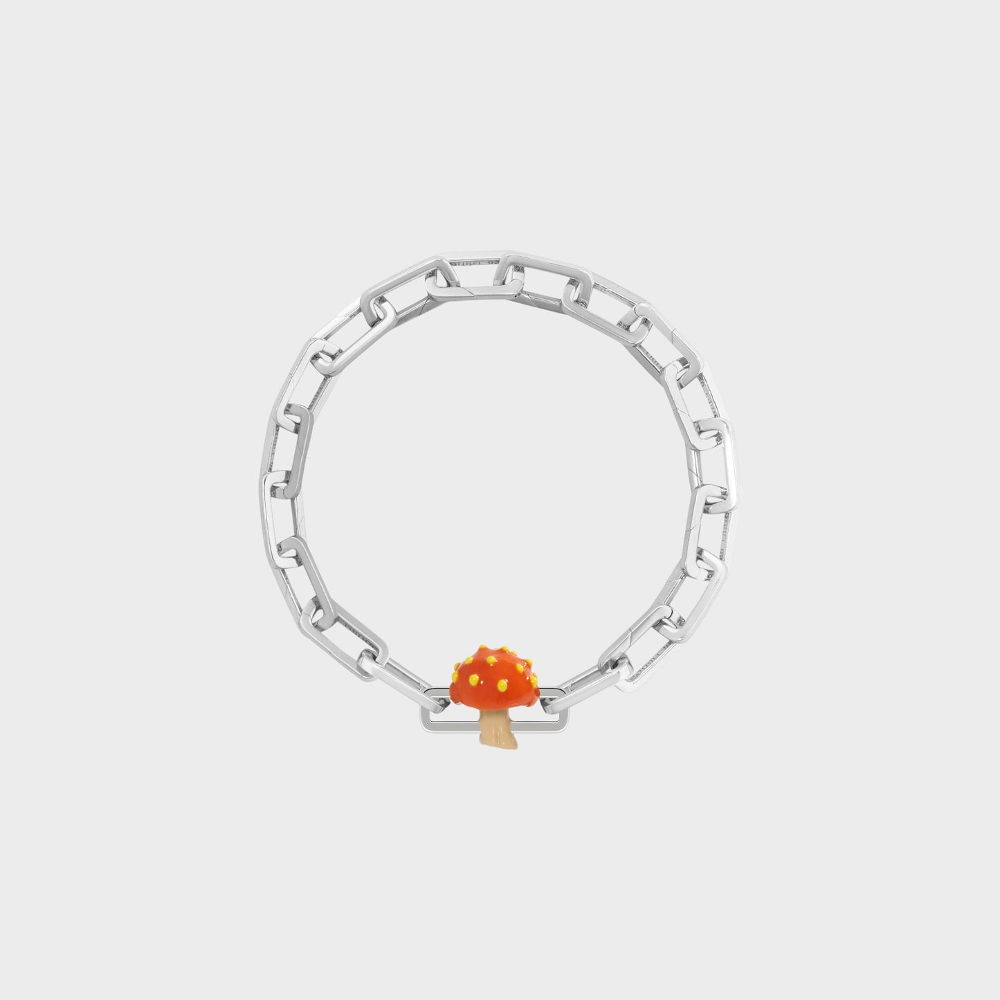 Poubel Charm, Print Orange Mushroom Hand Painted Enamel w/ Sterling Silver