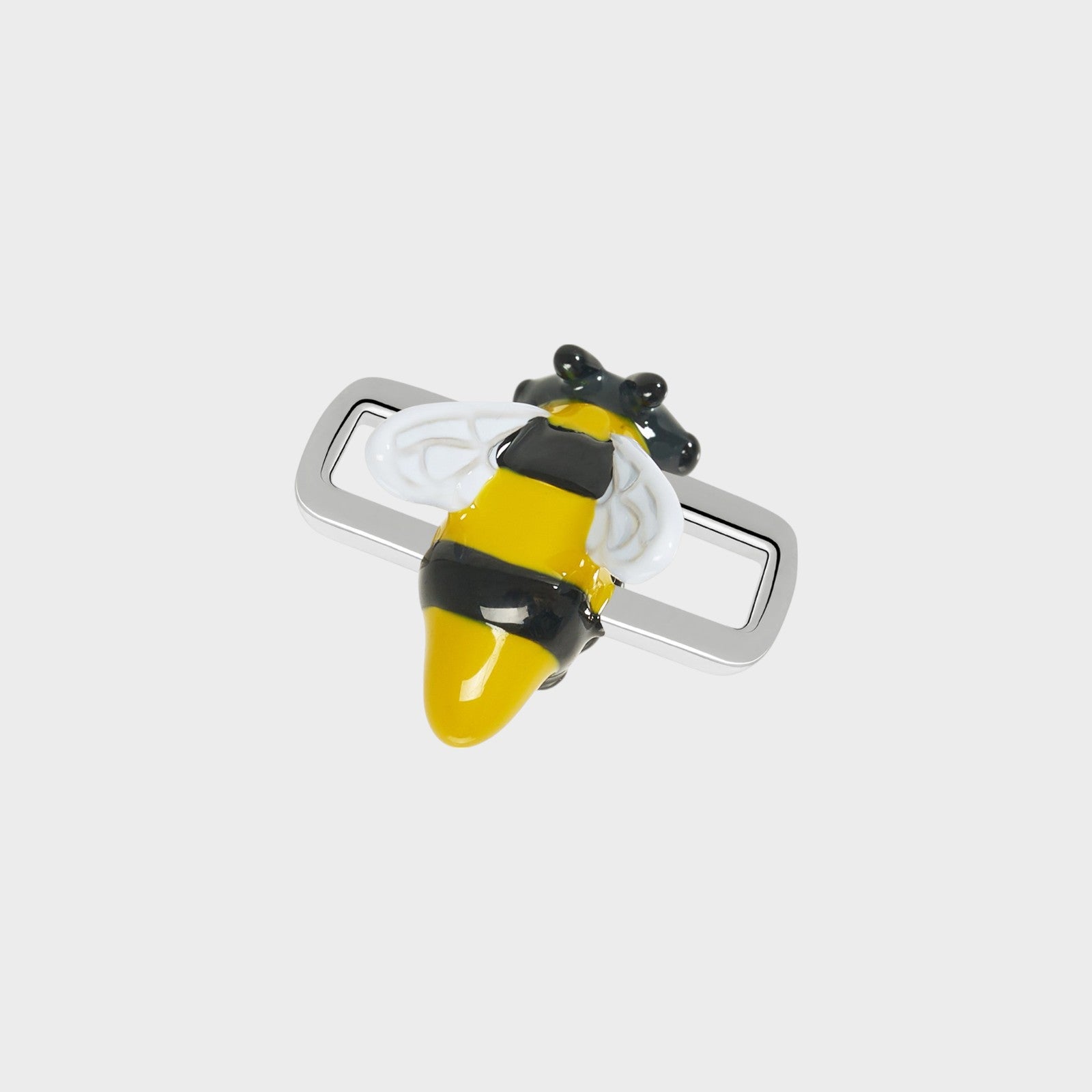 Poubel Charm, Print, Bee Hand Painted Enamel w/ Sterling Silver