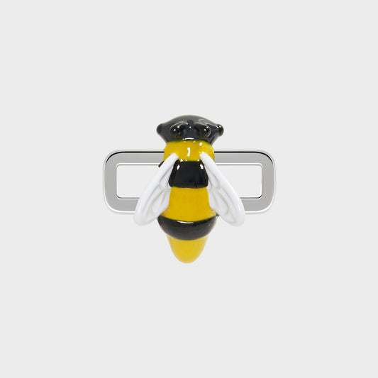 Poubel Charm, Print, Bee Hand Painted Enamel w/ Sterling Silver