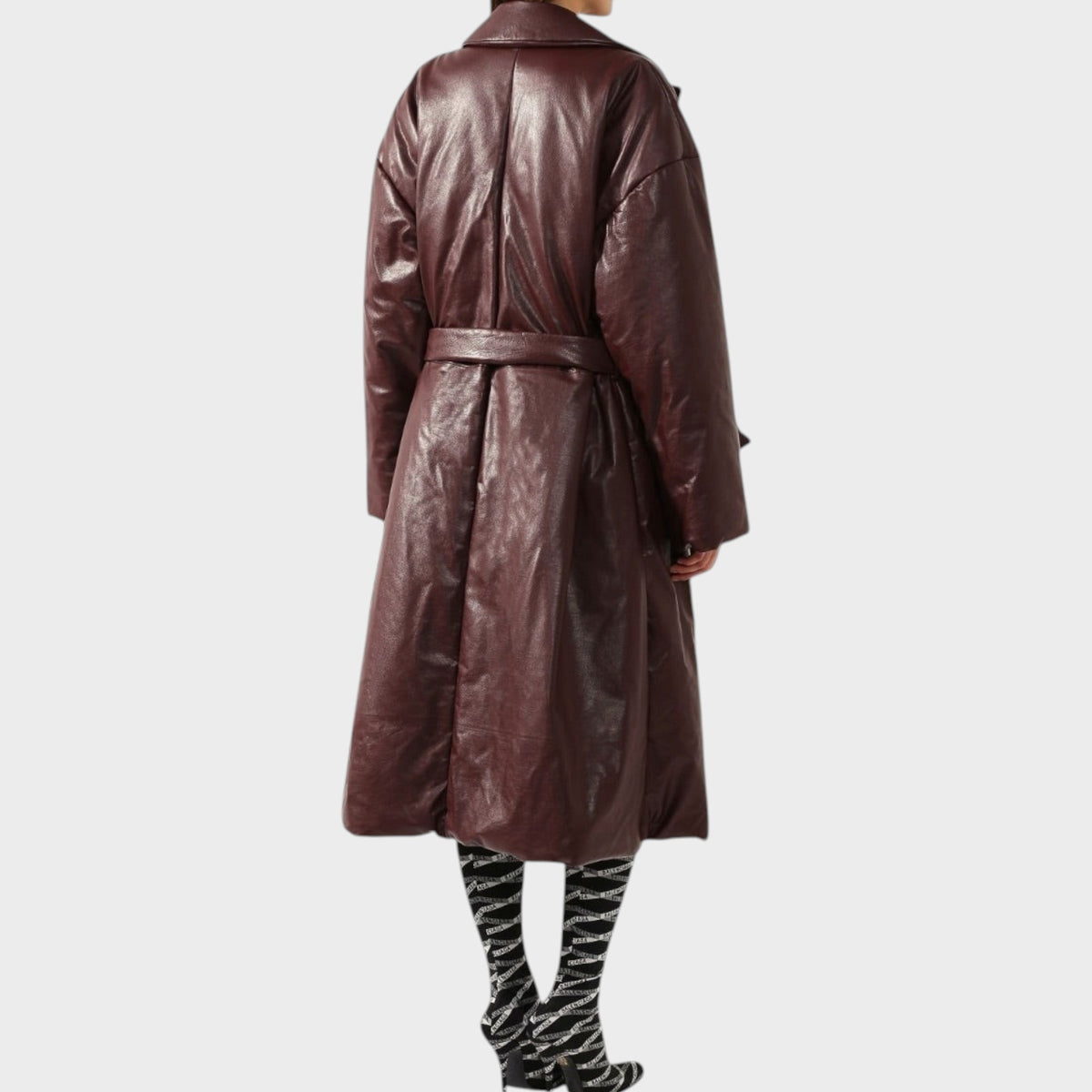 Balenciaga Leather Padded Wrap Trench Coat