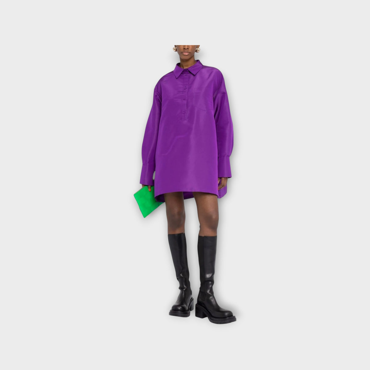 Valentino Silk Faille Mini Shirt Dress