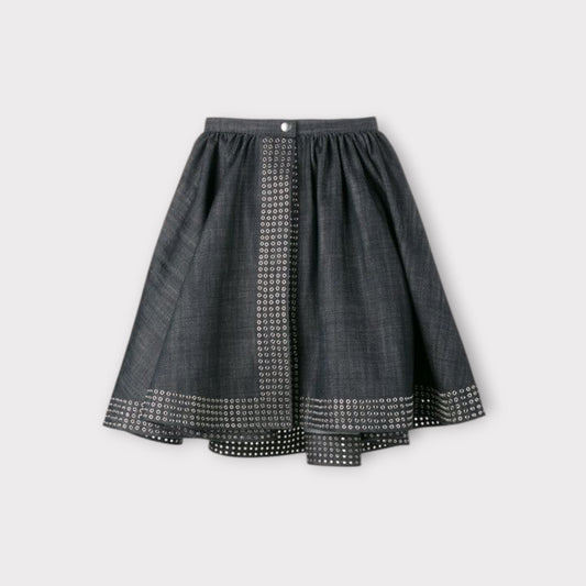 Alaïa Denim A-Line Courte Skirt