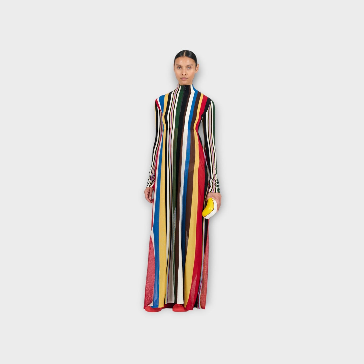 Loewe High Neck Long Striped Dress
