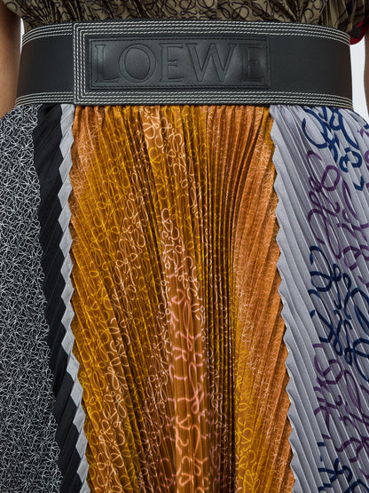 Loewe Anagram Silk Pleated Skirt