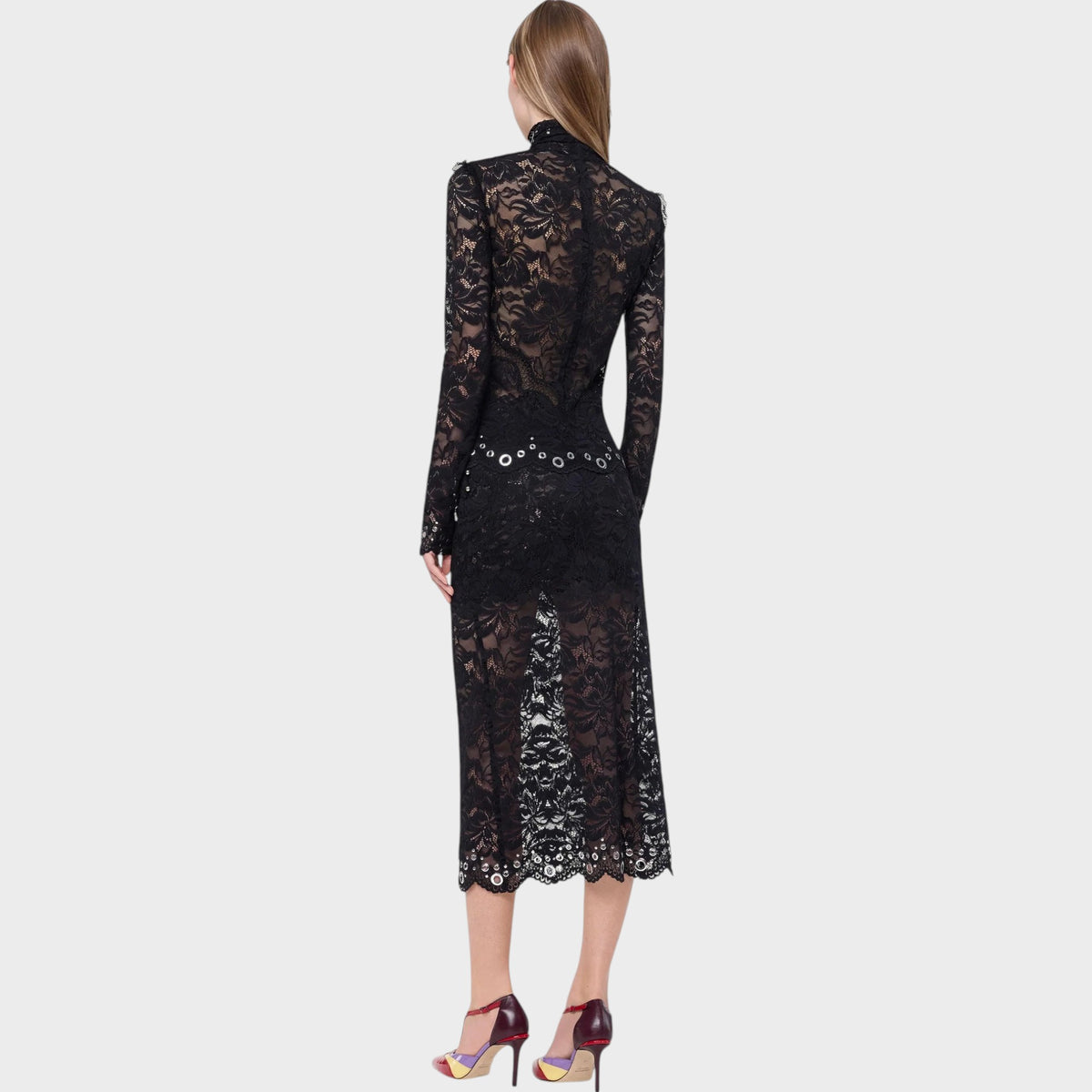 Rabanne Layered Lace Midi Skirt