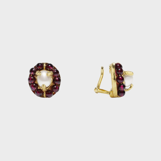 Goossens Bo Gold Toned Brass Pearl Baroques Stud Earrings