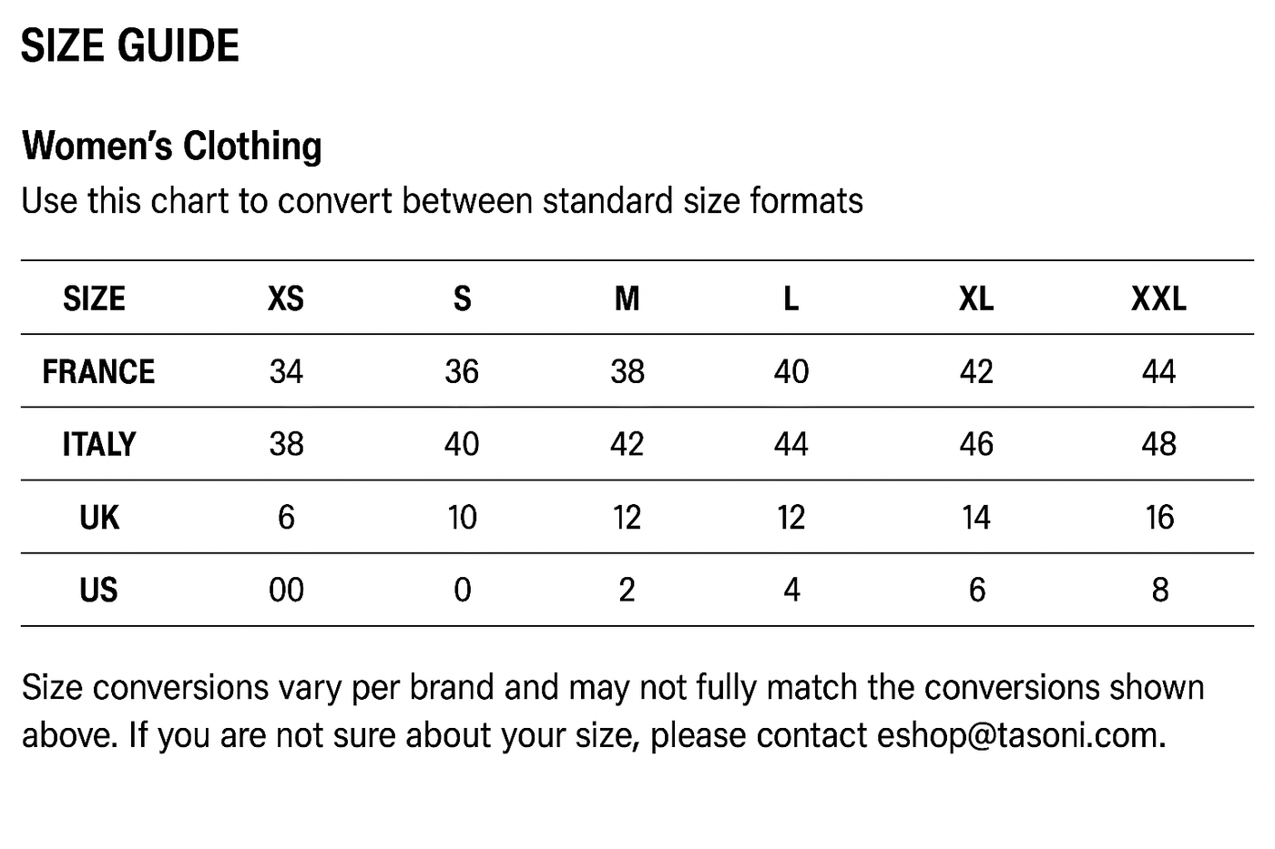 SIZE GUIDE
