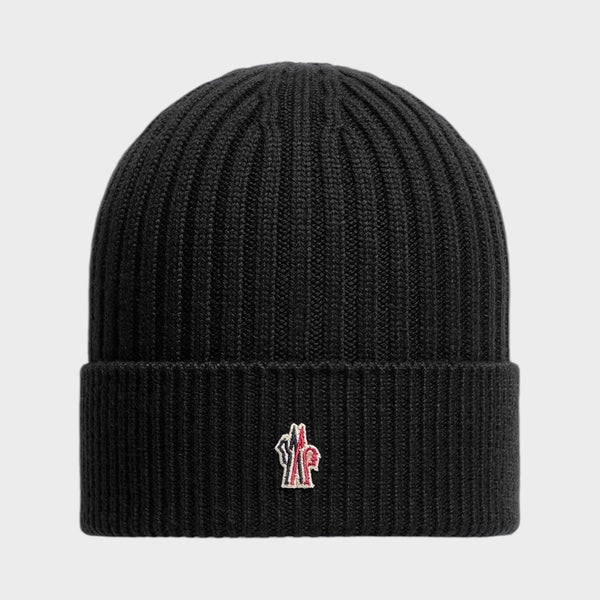 Moncler Grenoble Wool Ribbed Logo Beanie