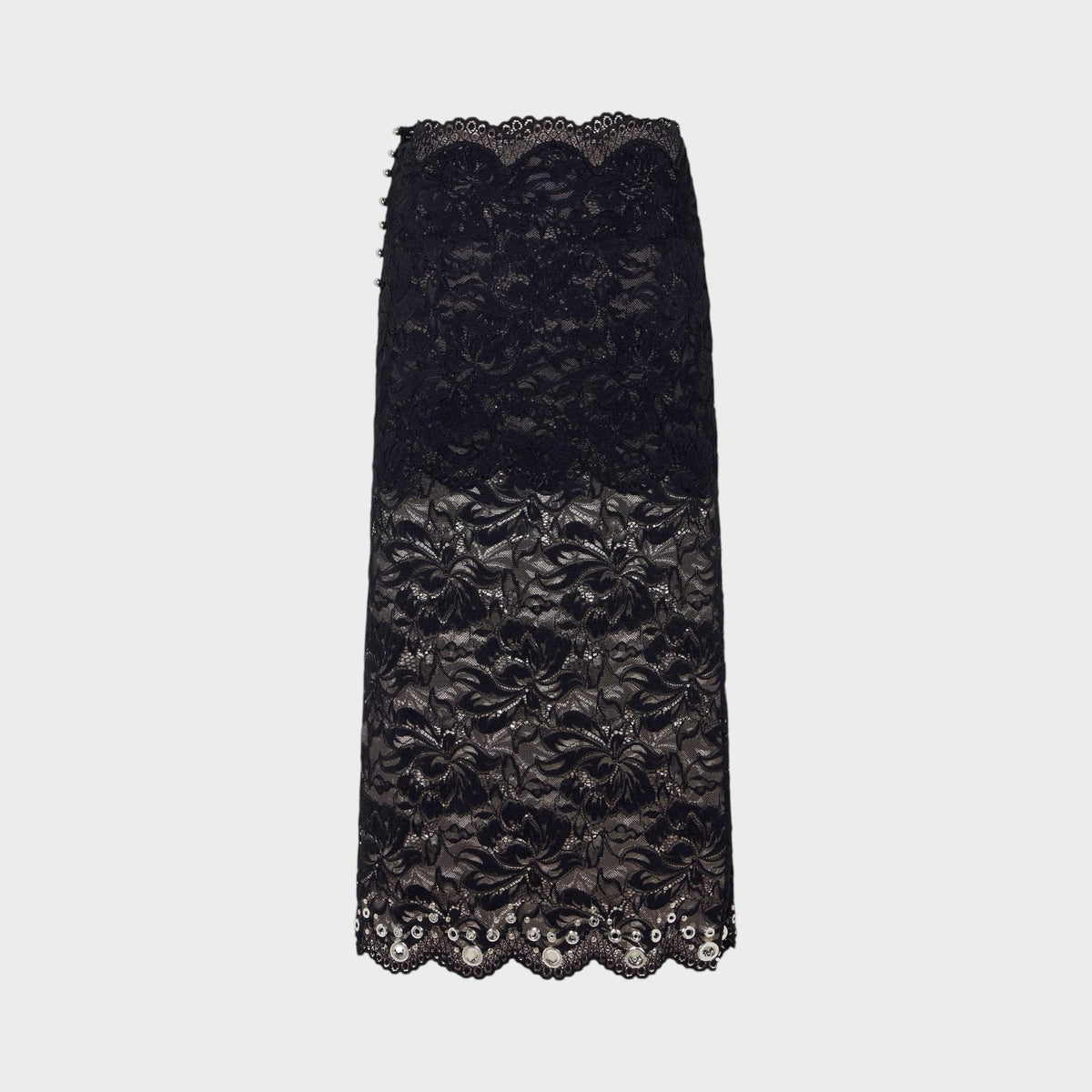 Rabanne Layered Lace Midi Skirt