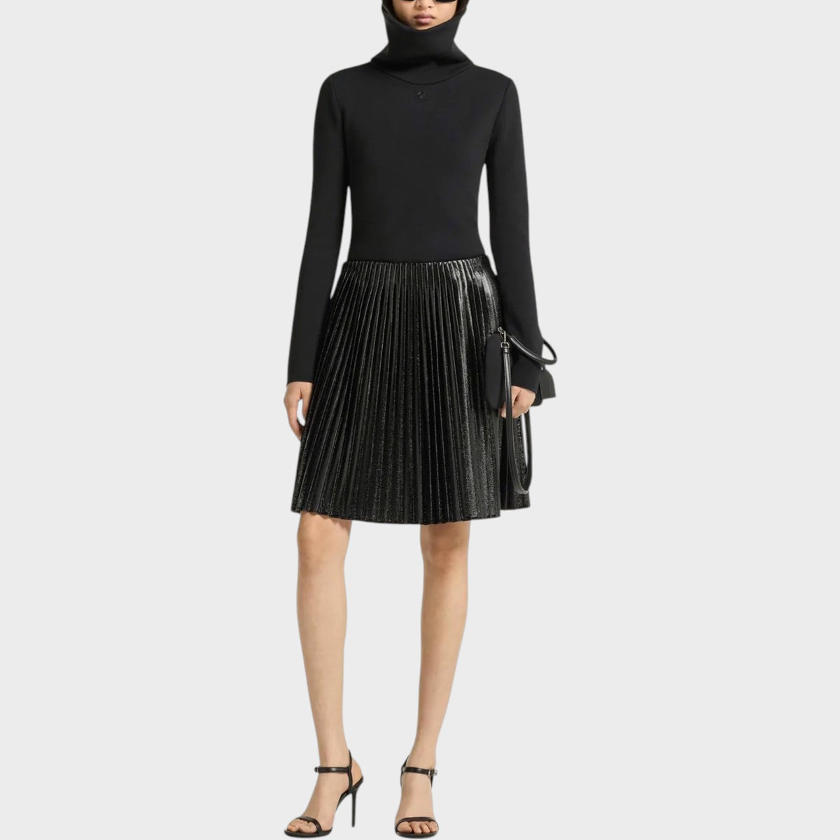Courrèges Pleated Vinyl Mini Skirt