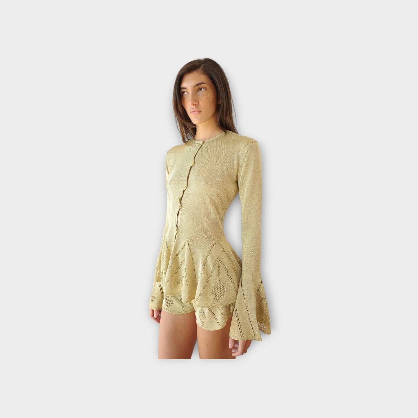 Conner Ives Knitted Pointelle Godet Cardigan