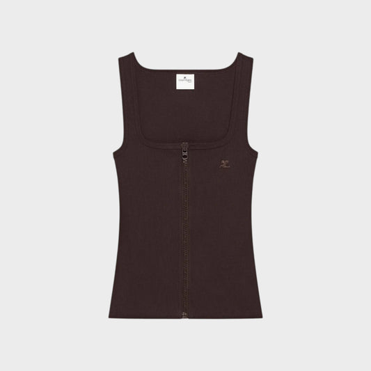 Courrèges 90s Rib Zipped Tank Top