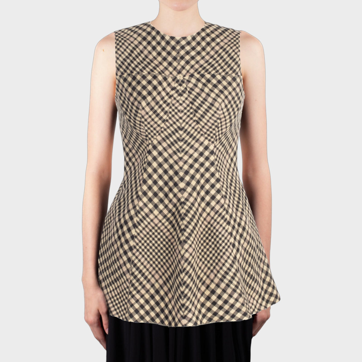 Ashlyn Taryn Linen & Wool Crew Peplum Top