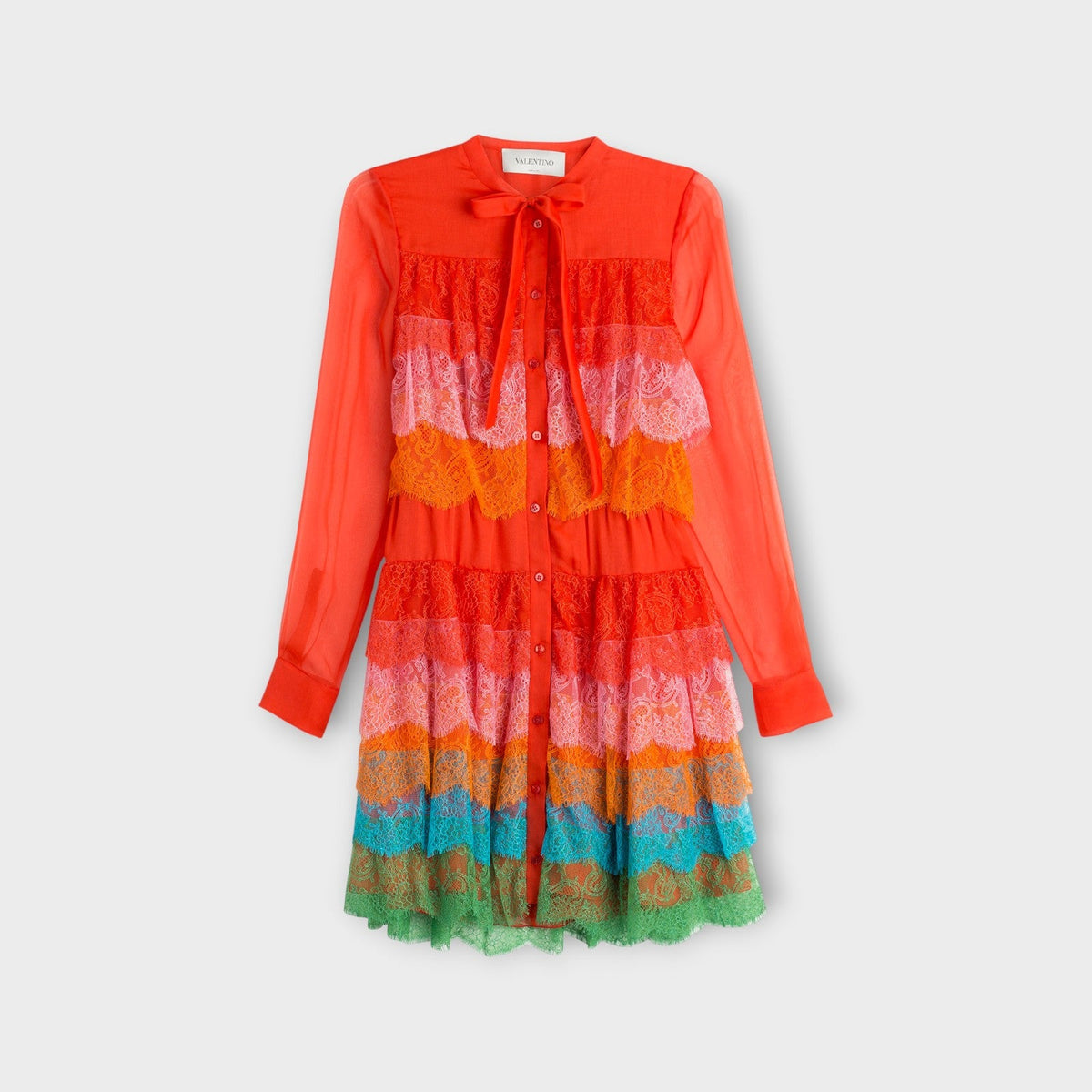 Valentino Lace Layered Rainbow Dress
